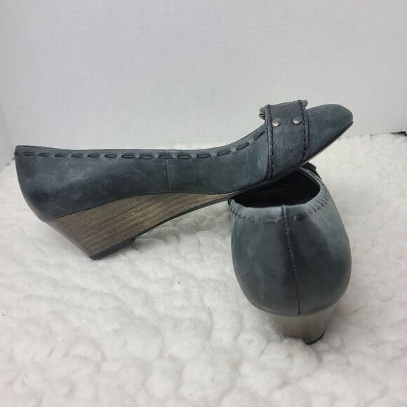 COACH "Millie" Women's Shoes Size 5m5 B Leather Black Nubuck Wedge Pump - Picture 5 of 10